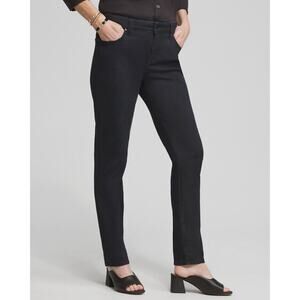 Chico’s Size 1 Short US M 10 So Slimming Ankle Pants Black Mid Rise Stretch